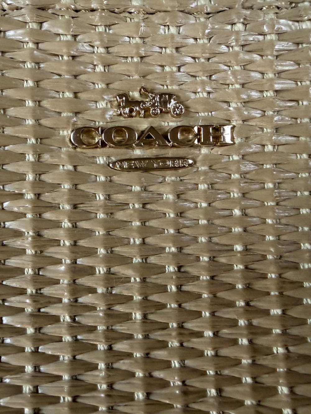 Coach Nolita 15 Mini Straw & Leather Shoulder Bag Baguette Micro Gold Chain - Picture 5 of 7